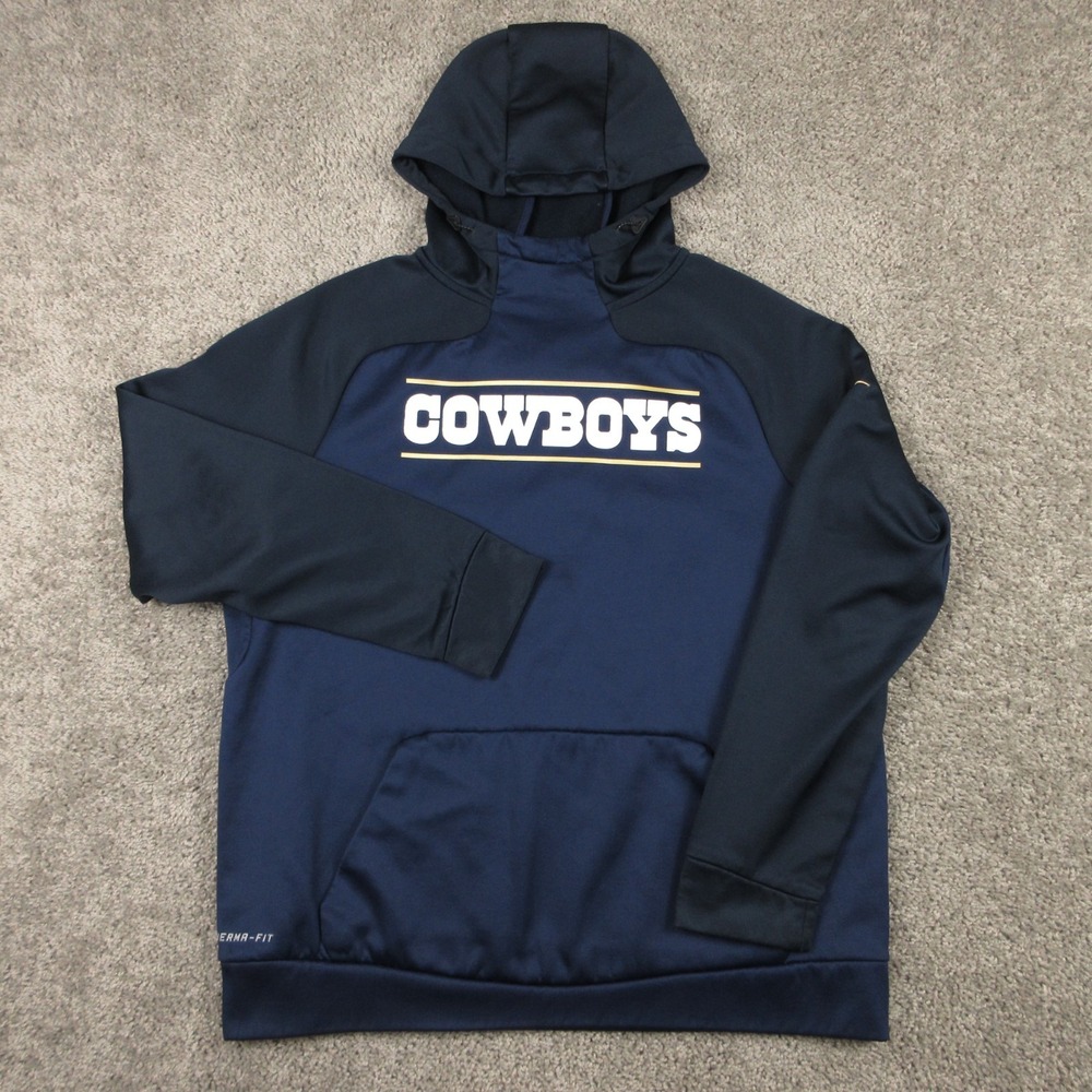 Dallas Cowboys Sweater Mens Large Blue Hoodie Sweatshirt Nike NFL On Field